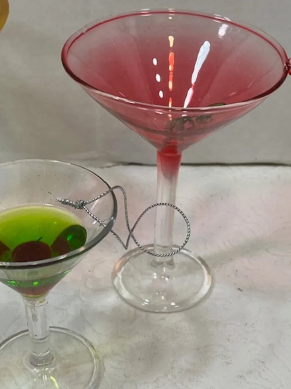 Set of 3 Cocktail Martini Plastic/Acrylic Christmas Tree Hanging Ornaments 3